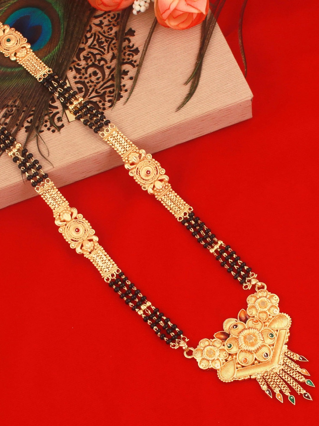 

MANSIYAORANGE Gold-Plated Beaded Mangalsutra