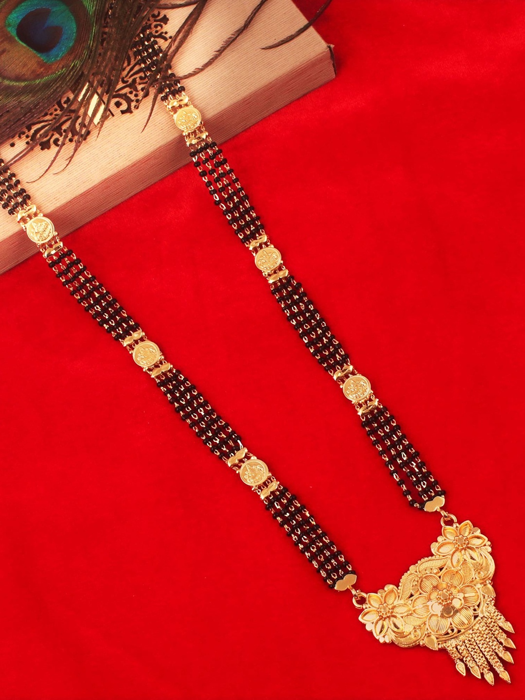 

MANSIYAORANGE Gold-Plated Beaded Mangalsutra