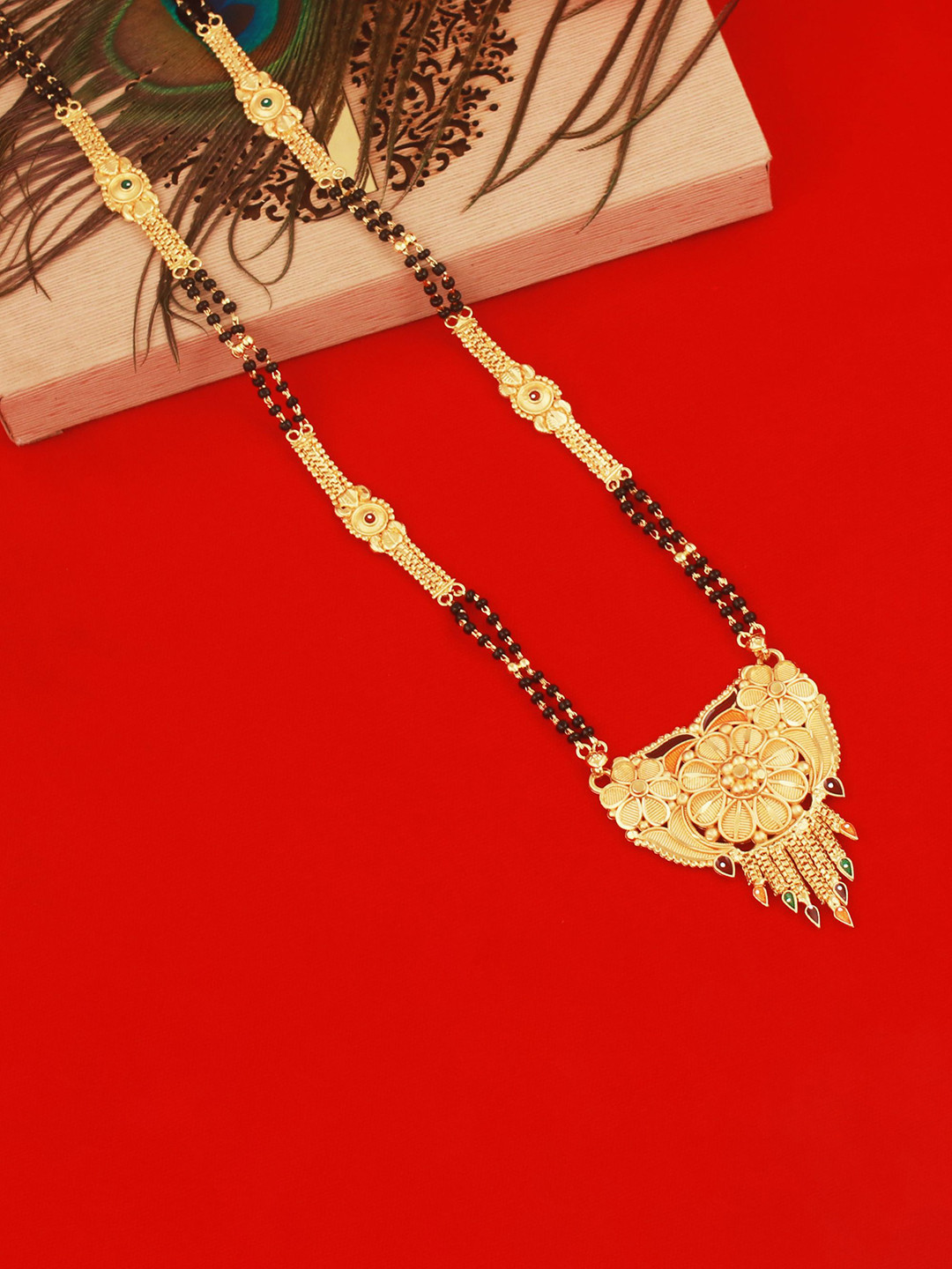 

MANSIYAORANGE Gold-Plated Beaded Mangalsutra