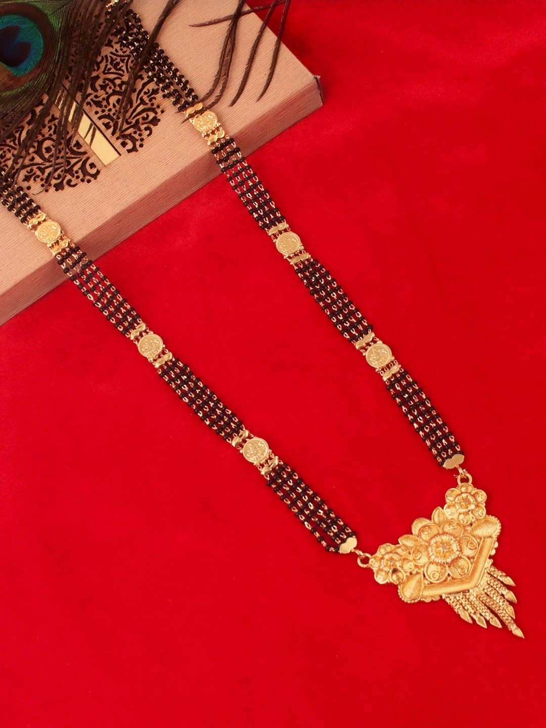 

MANSIYAORANGE Gold-Plated Enameled Mangalsutra