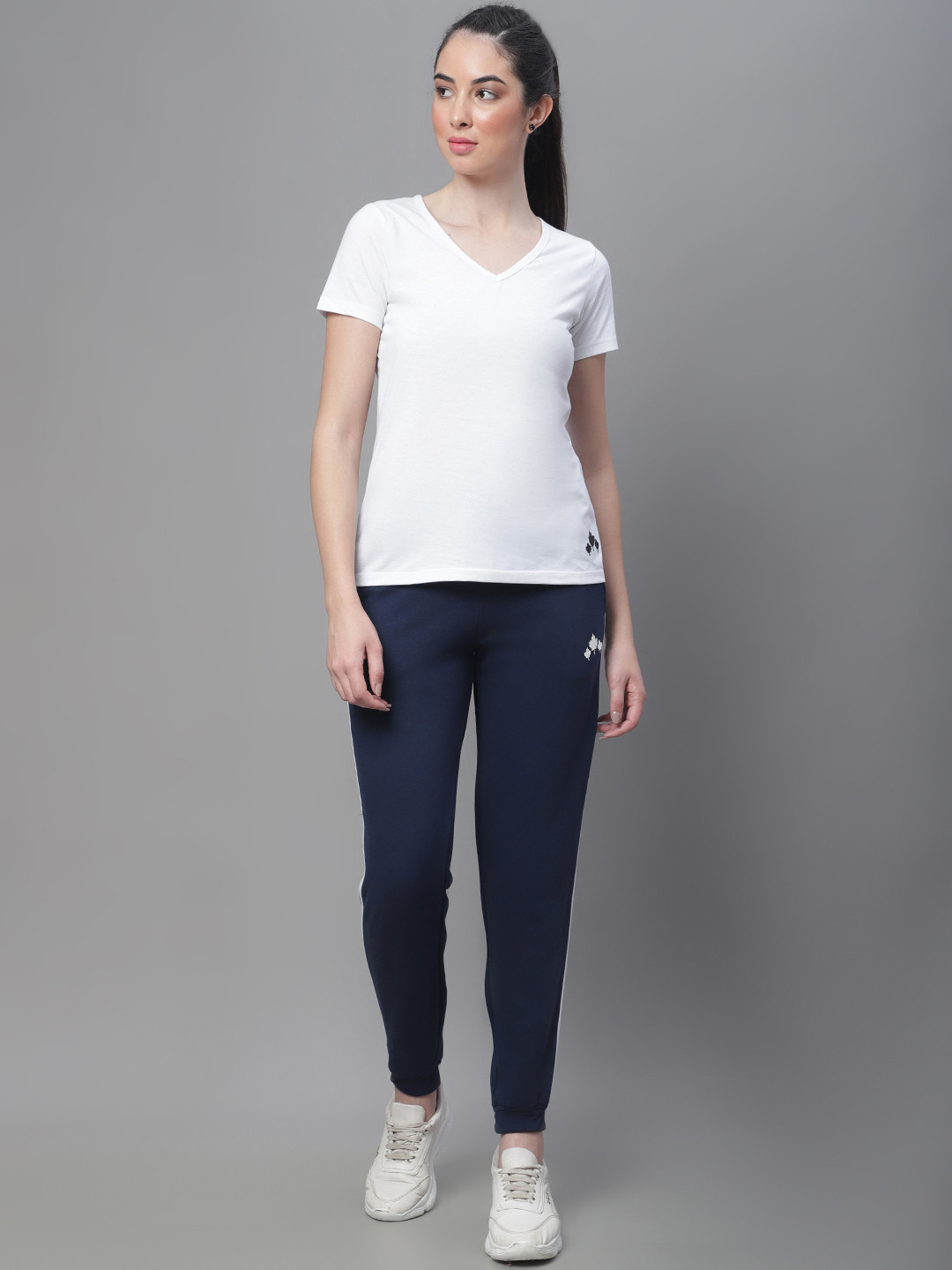 

Rute Women Cotton Sports T-shirt with Joggers, White