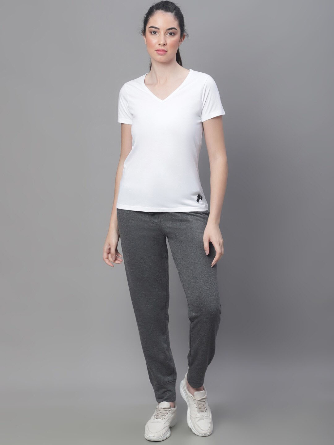 

Rute Women Cotton Sports T-shirt with Joggers, White