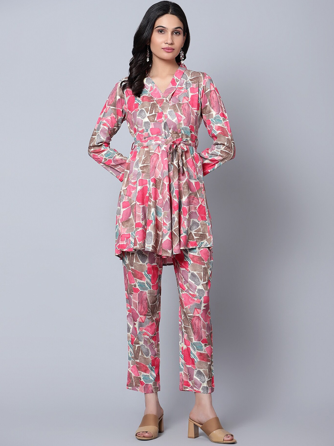 

Bani Women Printed Tunic with Trousers Co-Ords, Pink