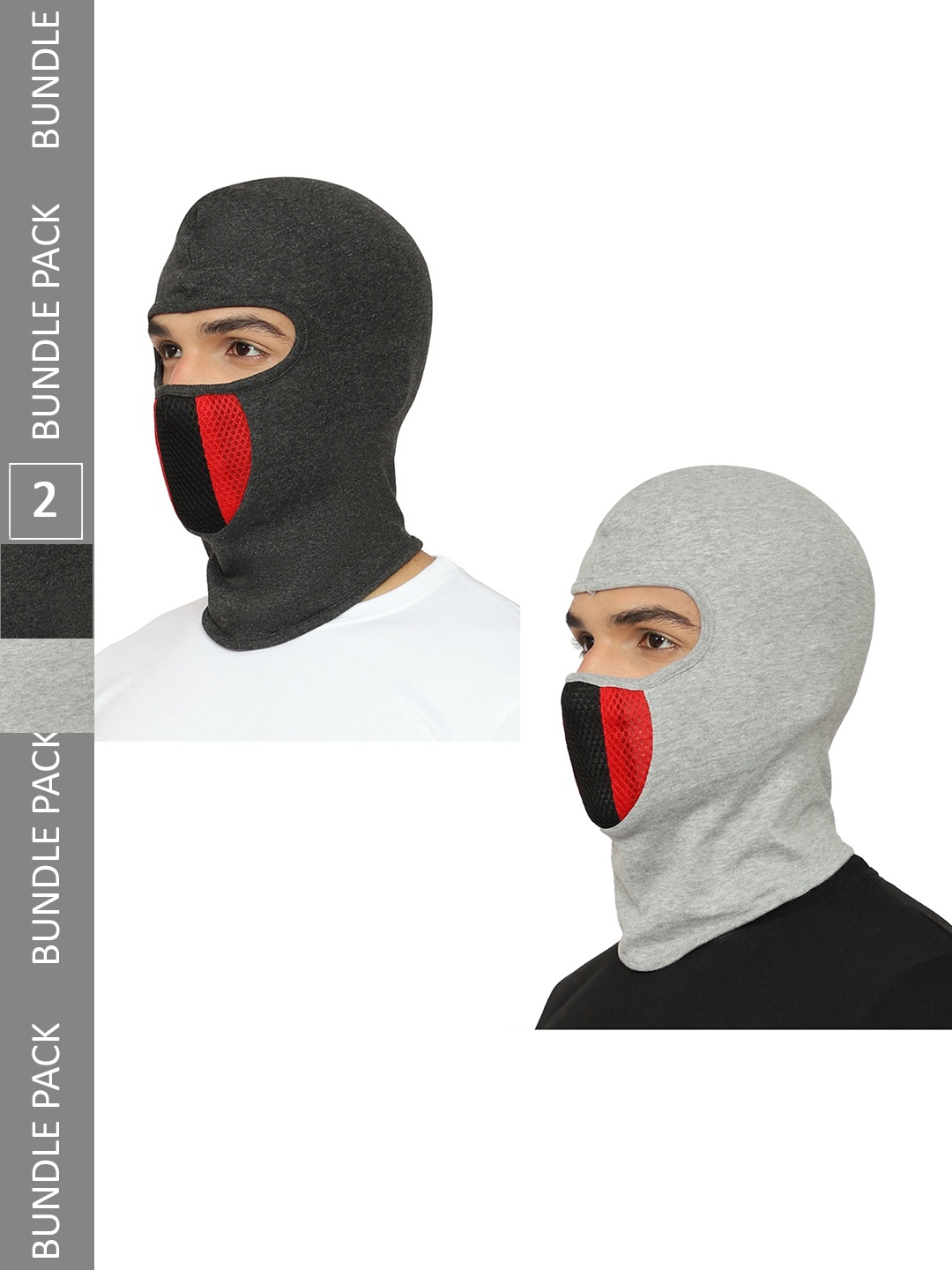 

Gajraj Pack Of 2 Reusable Balaclava Face Masks With Air Filter Mesh, Grey