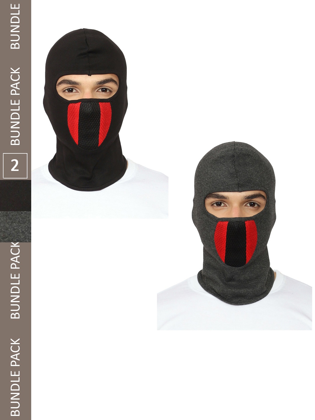 

Gajraj Pack Of 2 Reusable Balaclava Face Masks With Air Filter Mesh, Black