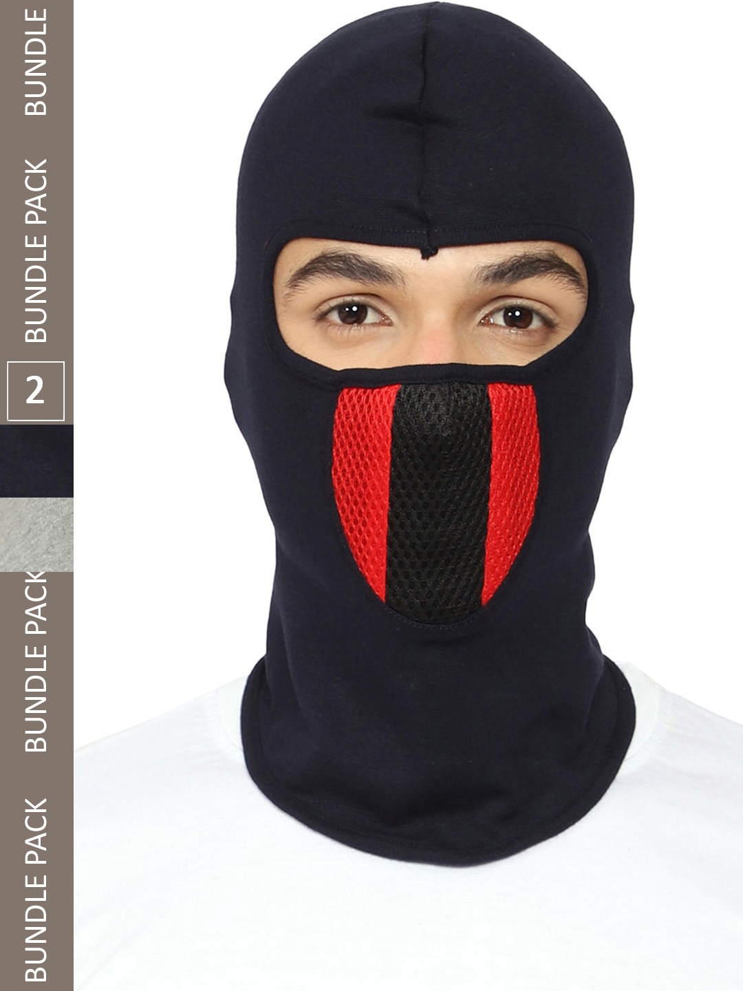 

Gajraj Pack Of 2 Reusable Balaclava Face Masks With Air Filter Mesh, Navy blue