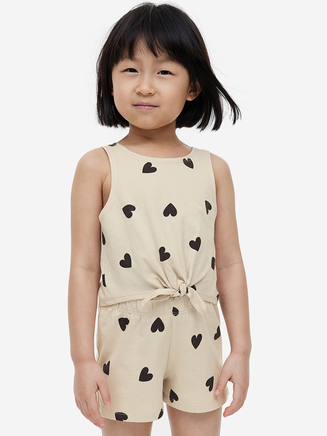 

H&M Girls 2-Piece Pure Cotton Set, Beige