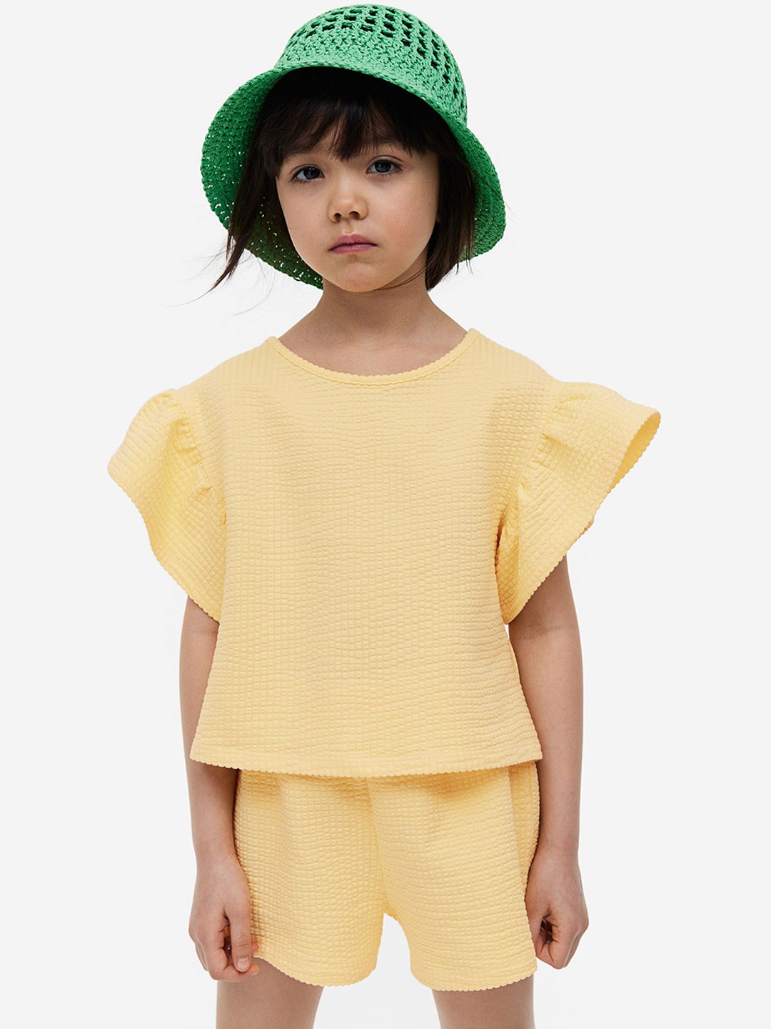 

H&M Girls 2-Piece Waffled Jersey Set, Yellow