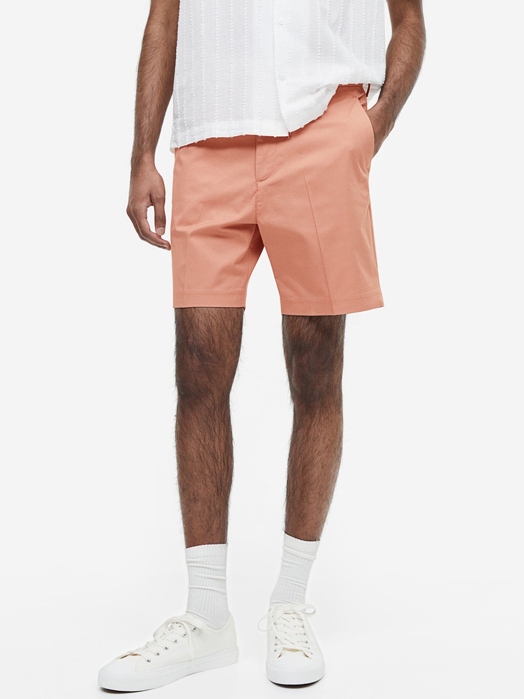 

H&M Men Regular Fit Chino Shorts, Orange