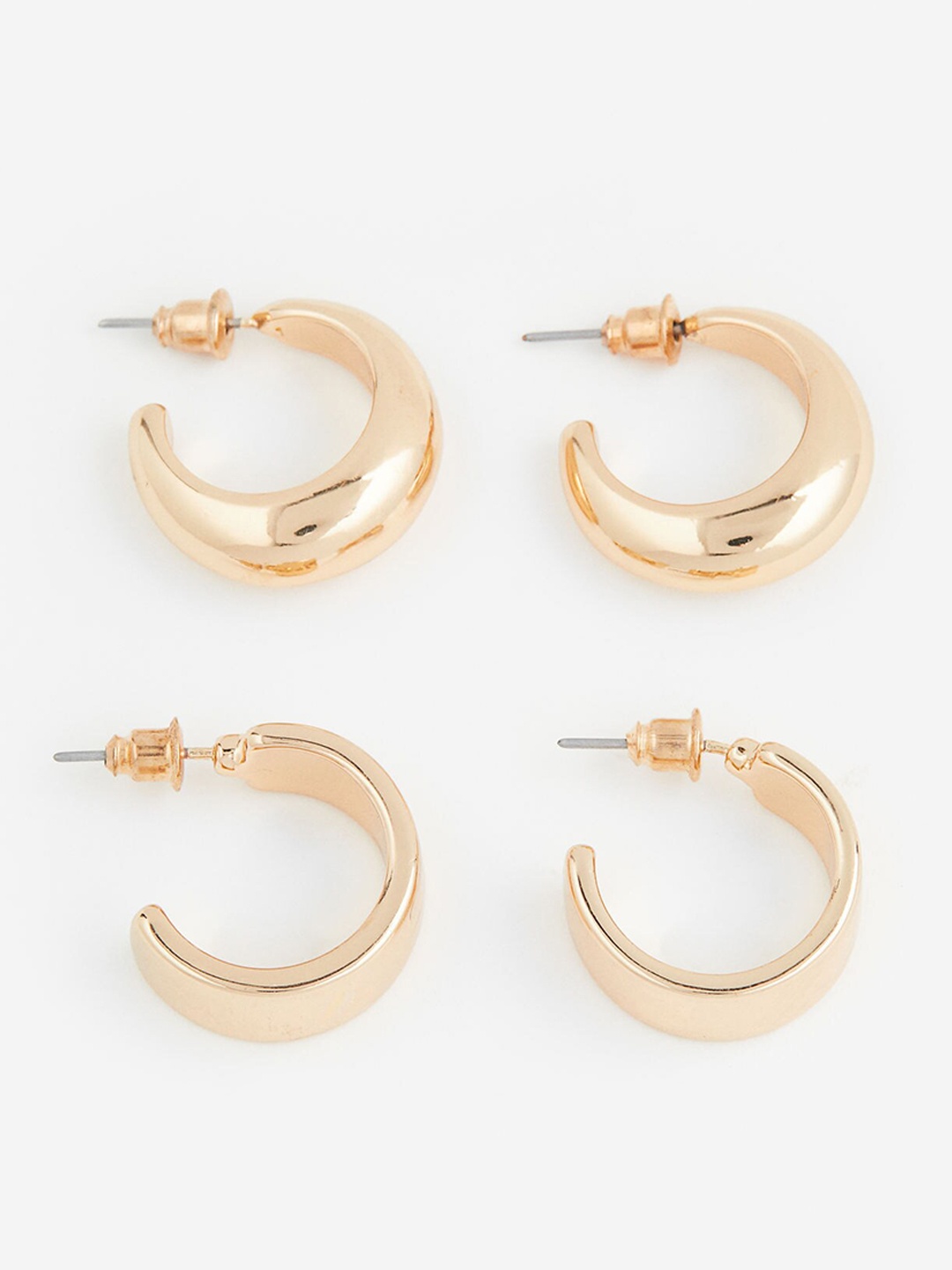 

H&M 2 Pairs Hoop Earrings, Gold