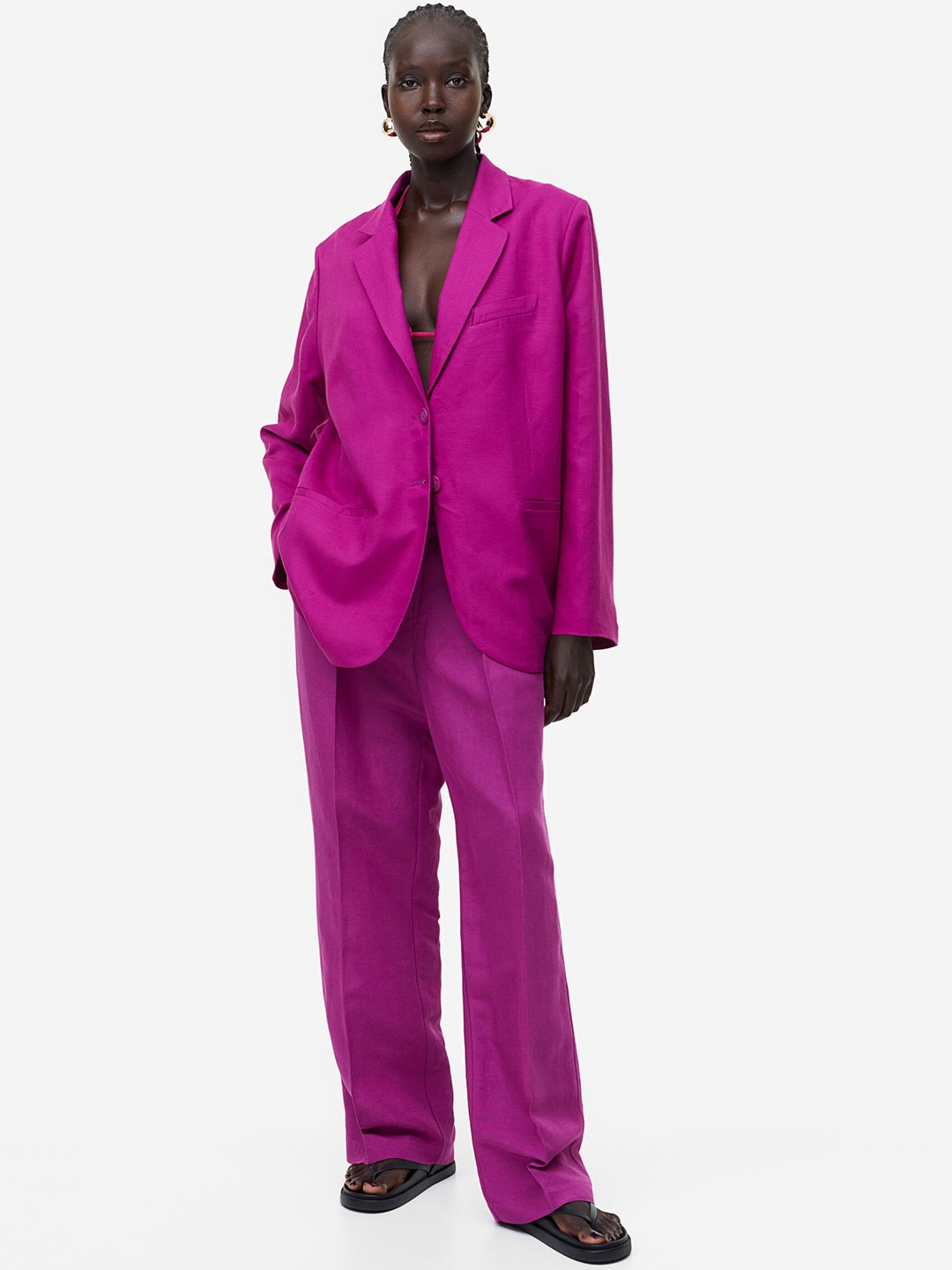 

H&M Single-Breasted Blazer, Purple