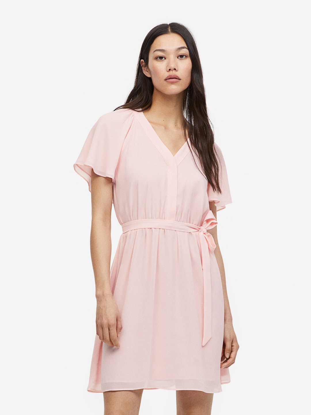 

H&M Women V-Neck Chiffon Dress, Pink