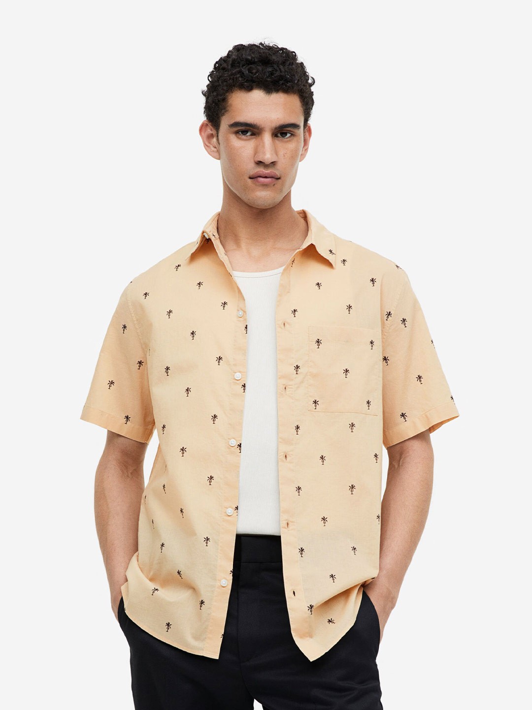 

H&M Men Cotton Shirt Regular Fit, Beige
