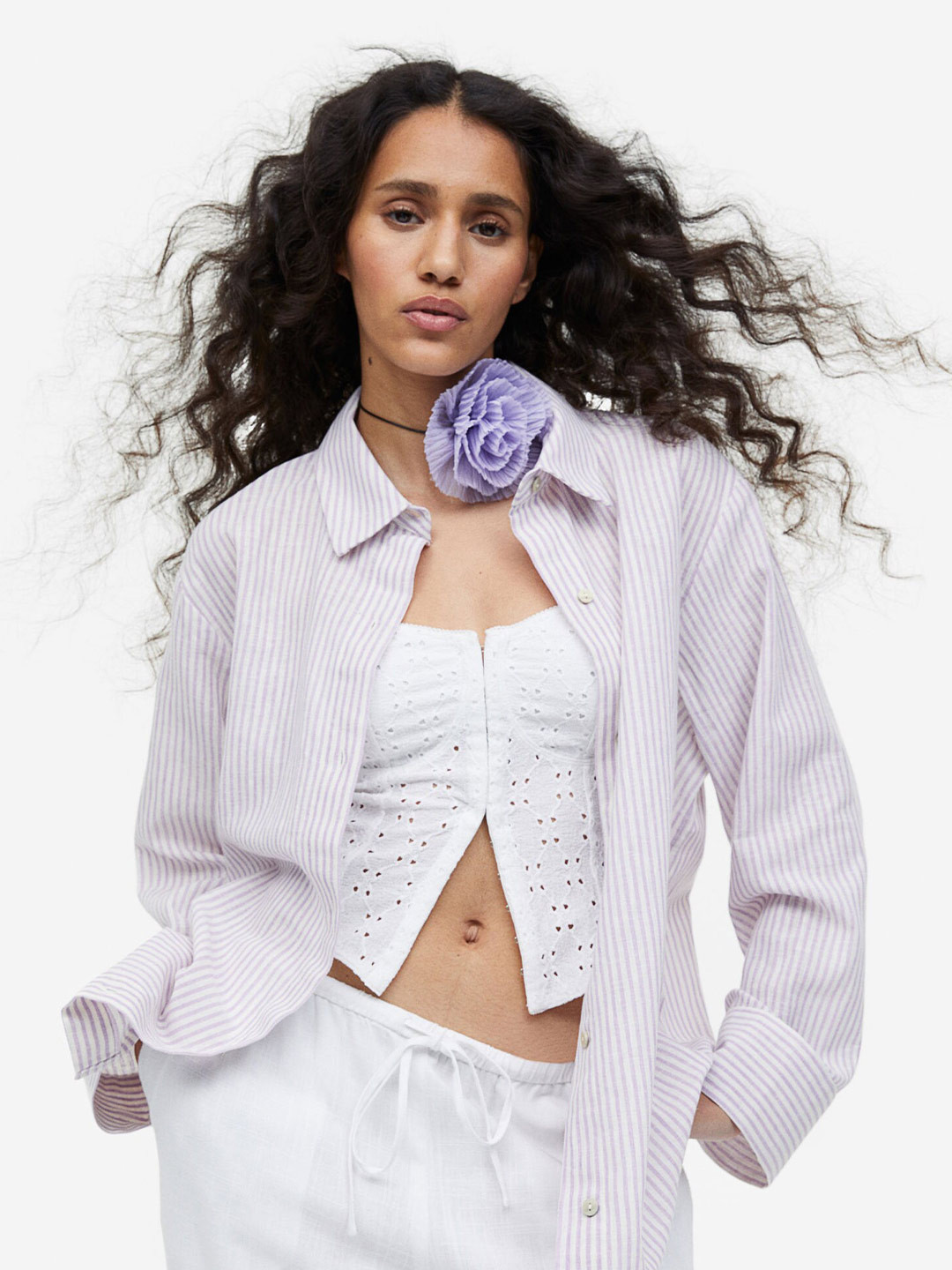 

H&M Linen-Blend Shirt, Purple