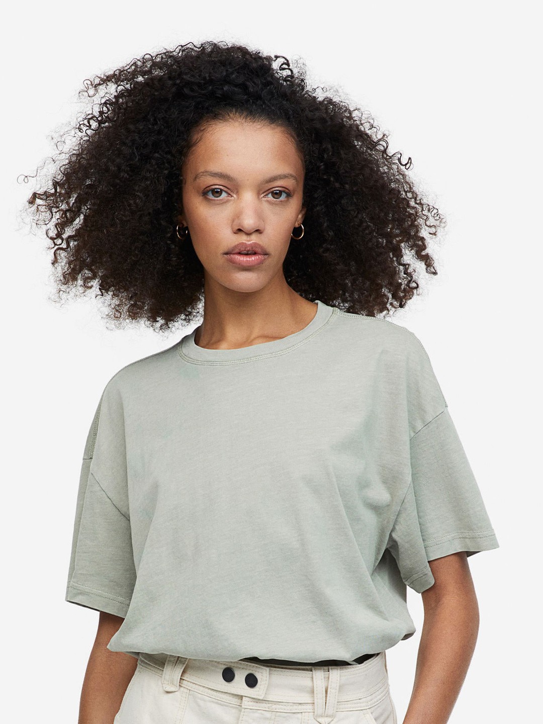 

H&M Washed-Look Pure Cotton T-shirt, Green