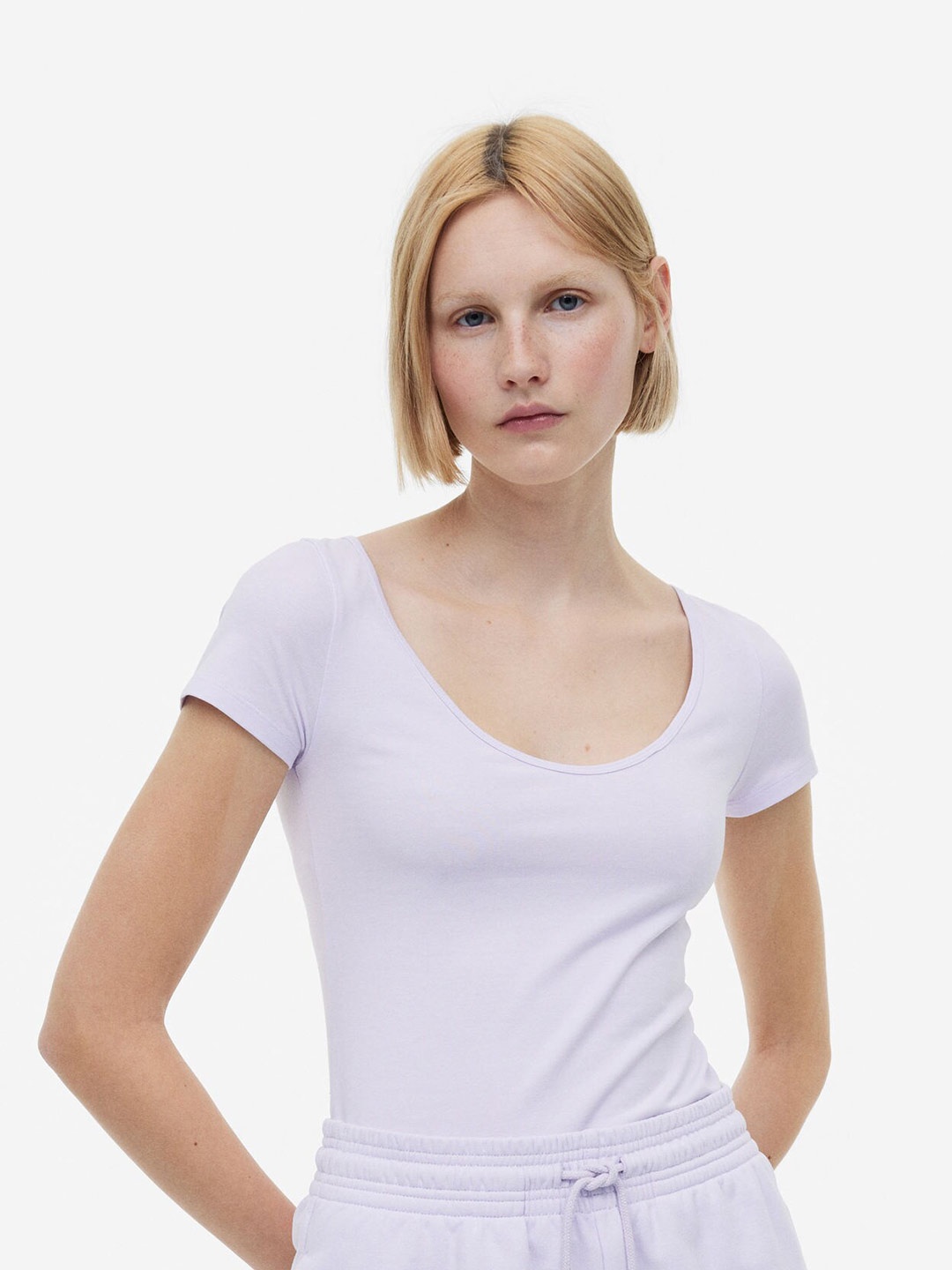 

H&M Women Fitted T-shirt, Purple