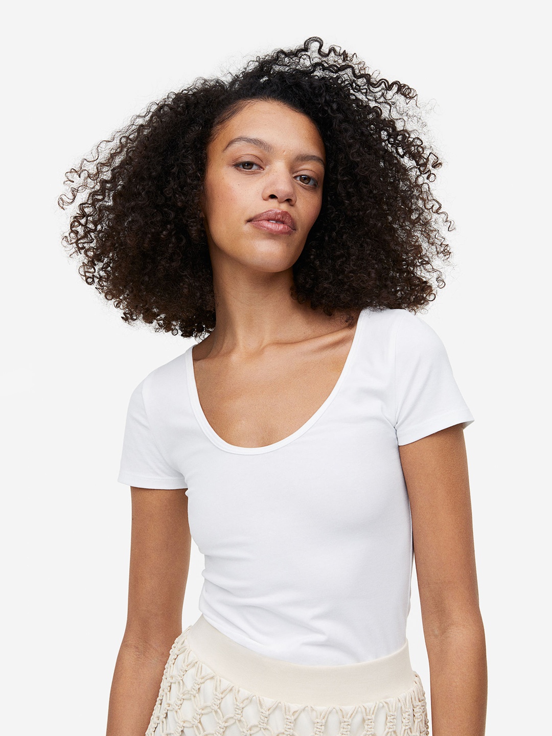

H&M Fitted T-shirt, White