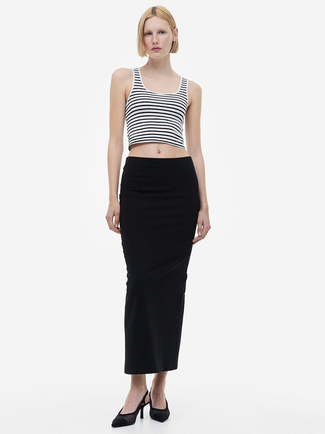 

H&M Cropped Vest Top, White