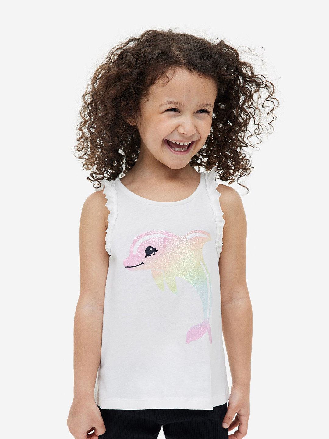 

H&M Girls Frill-Trimmed Vest Top, White