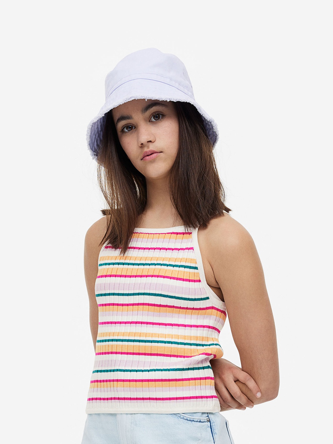 

H&M Girls Rib-Knit Vest Top, White