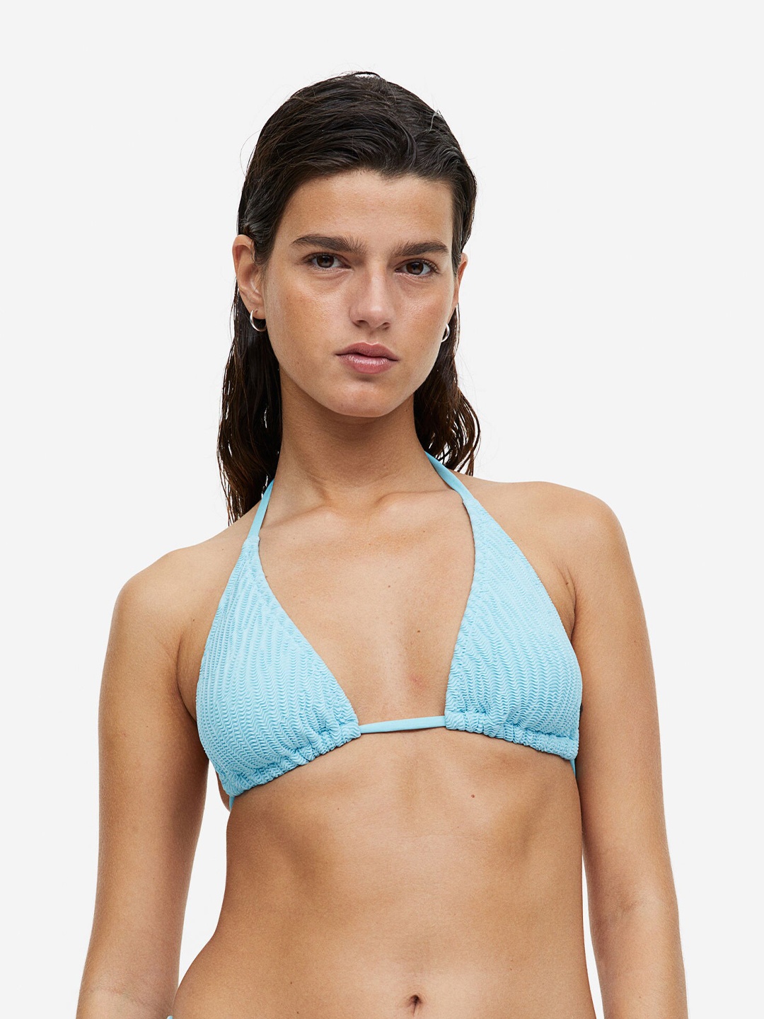 

H&M Padded Triangle Bikini Top, Turquoise blue