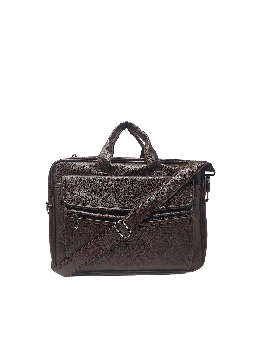 

CRAYTON Textured Vegan Leather Laptop Bag, Brown