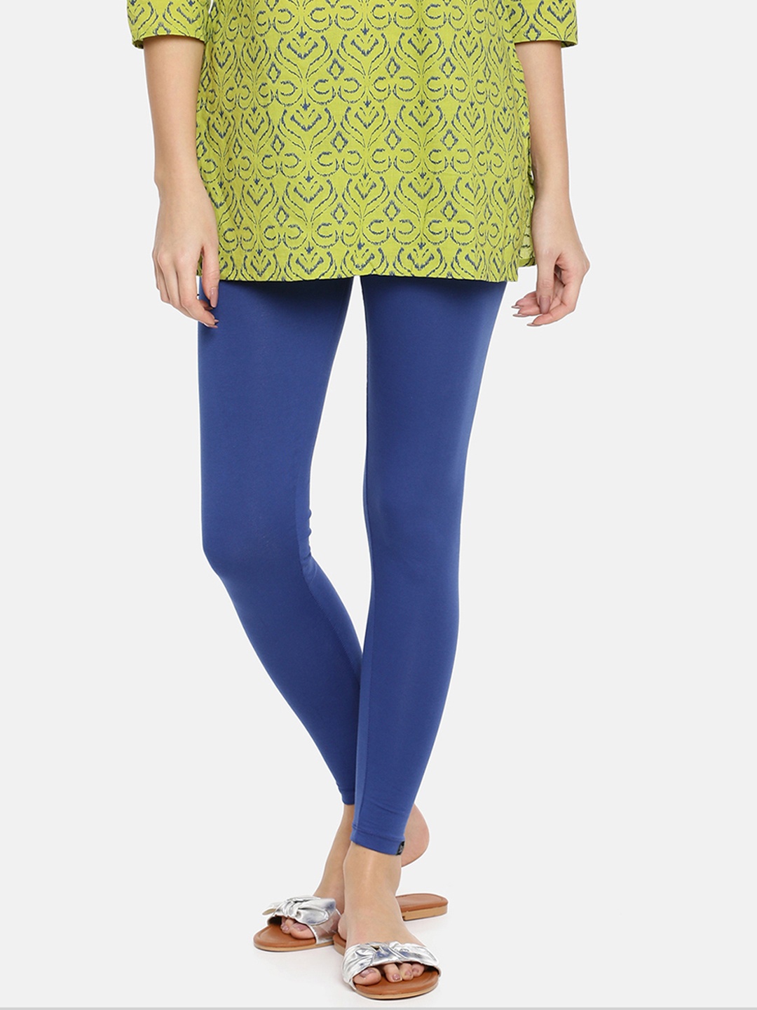 

TWIN BIRDS Women Solid Super Stretch Cotton Ankle Length Leggings, Blue