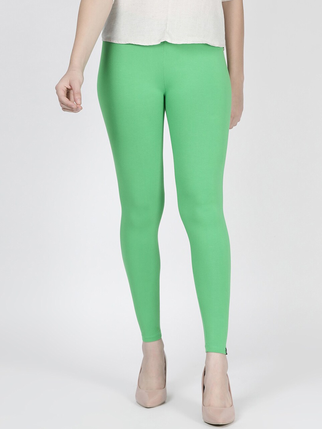 

TWIN BIRDS Women Solid Super Stretch Viscose Ankle Length Leggings, Green