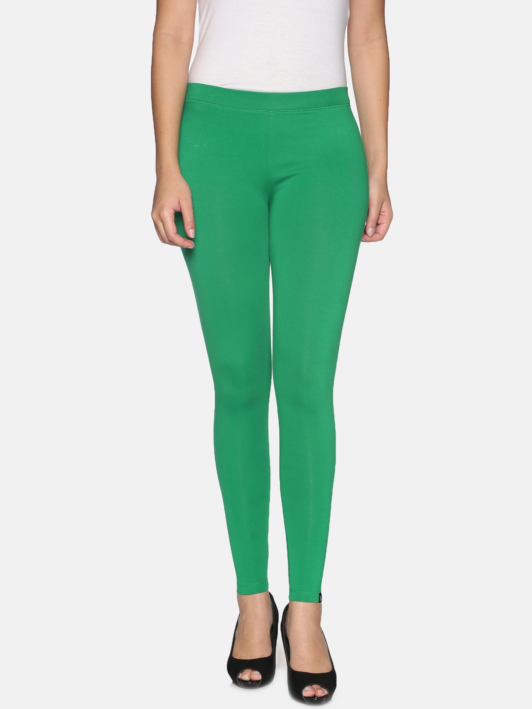 

TWIN BIRDS Women Solid Super Stretch Cotton Ankle Length Leggings, Green