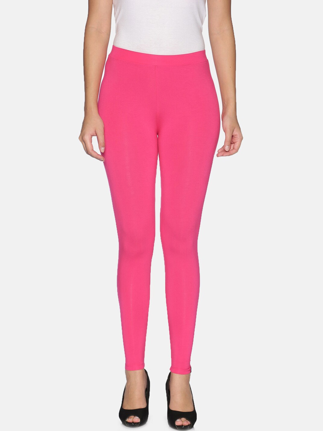 

TWIN BIRDS Women Solid Super Stretch Viscose Ankle Length Leggings, Pink