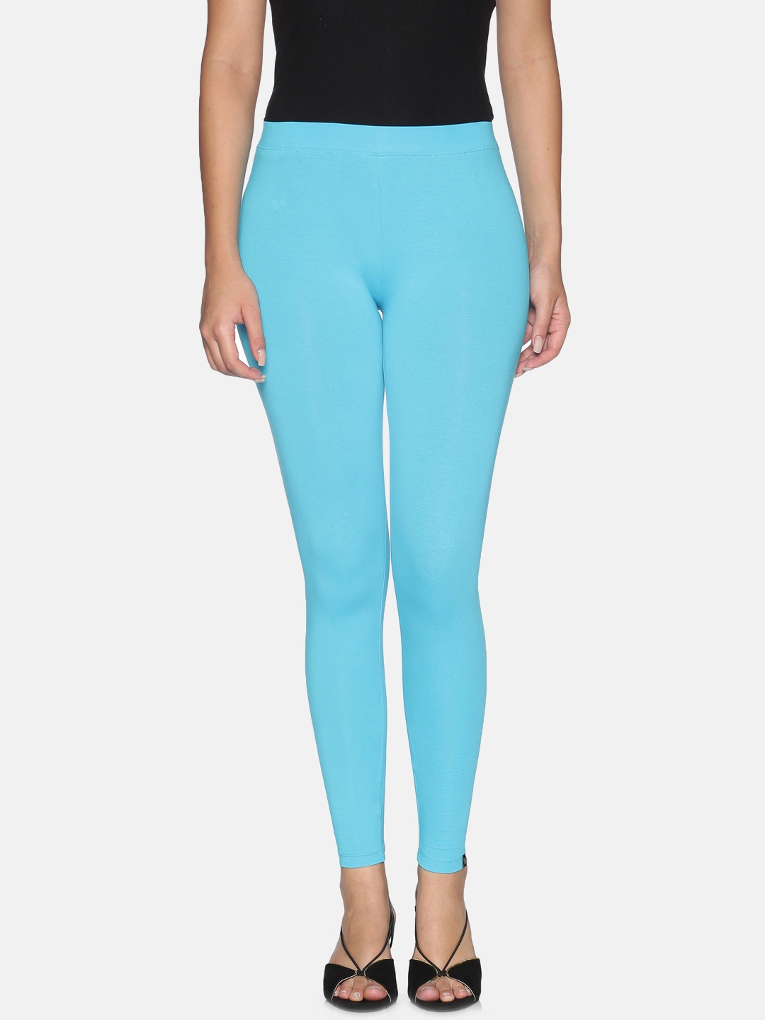 

TWIN BIRDS Women Solid Super Stretch Cotton Ankle Length Leggings, Blue