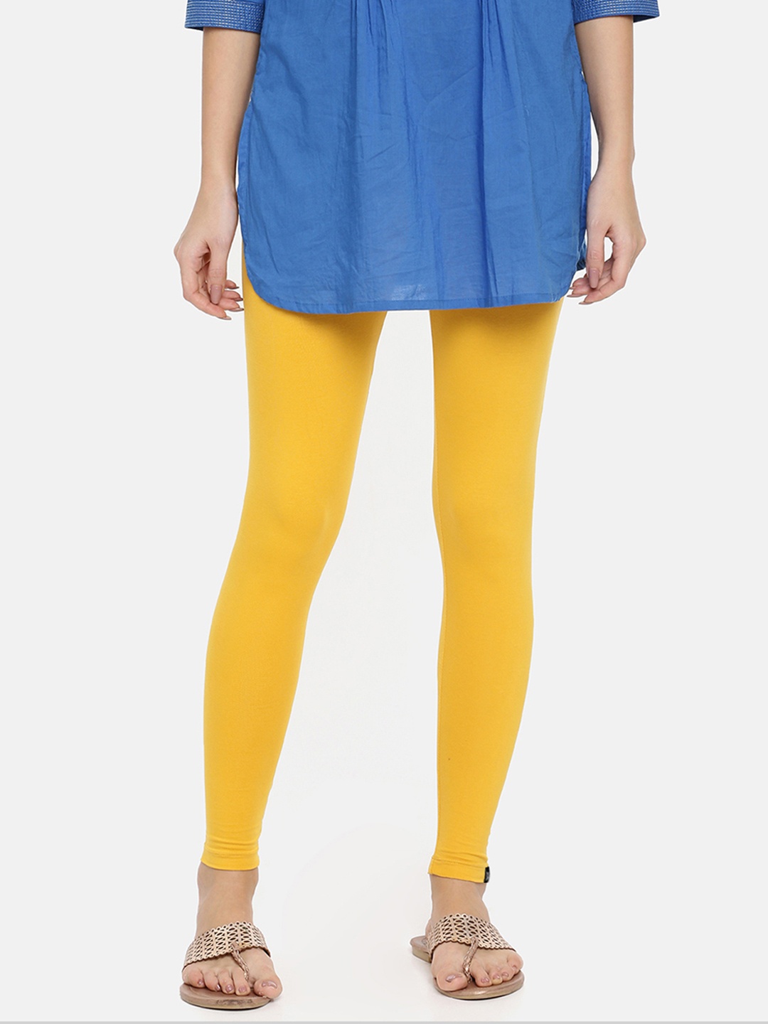 

TWIN BIRDS Women Solid Super Stretch Cotton Ankle Length Leggings, Yellow