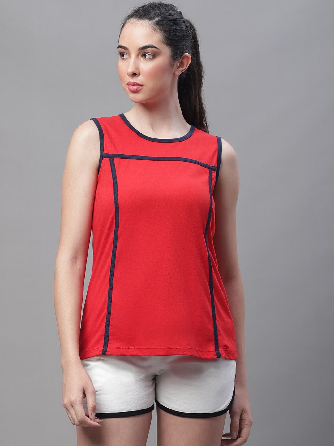 

Rute Pure Cotton Regular Fit Sports T-Shirt With Shorts, Red