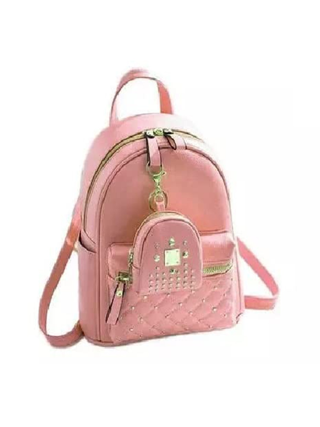 

DN Creation Women Embellished Quilted Backpack, Peach