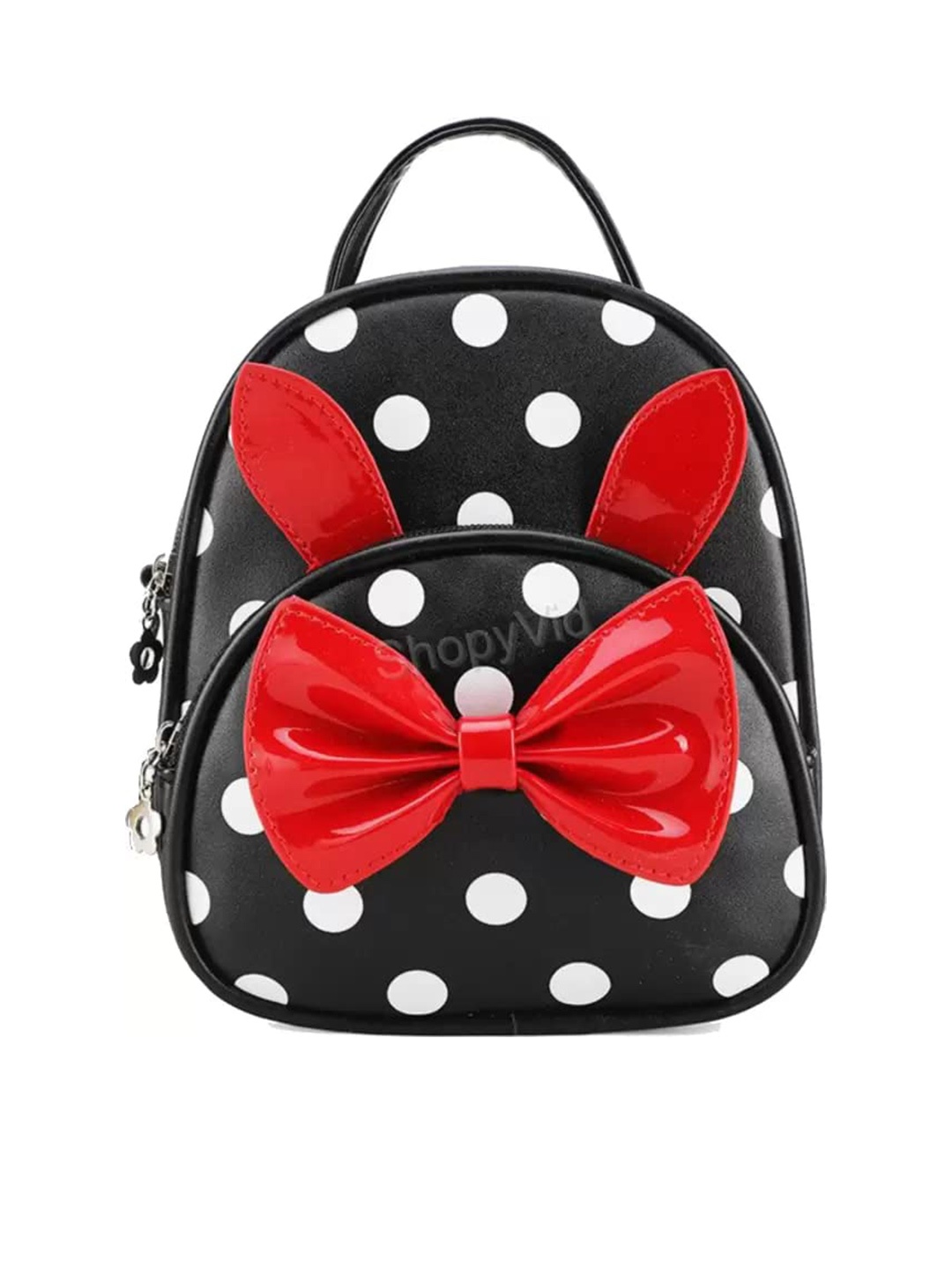 

DN Creation Women Polka Dot Bow Detail Backpack, Black