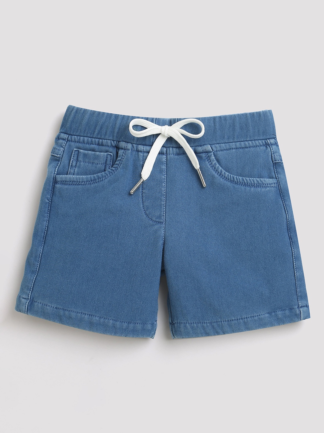 

Tiny Girl Mid Rise Cotton Denim Shorts, Blue