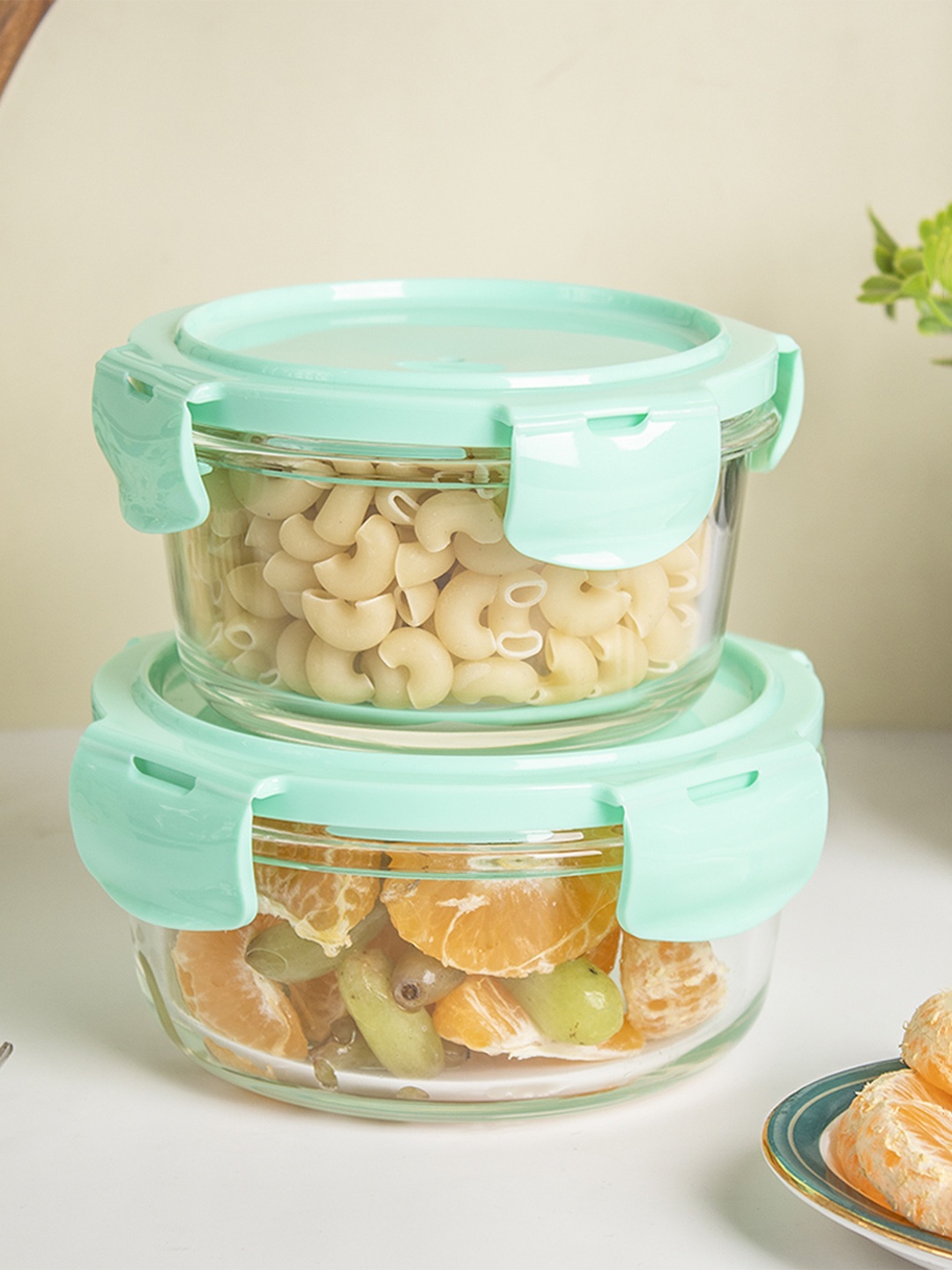 

MARKET99 Transparent & Blue 2 Pieces Airtight Food Containers With Lid