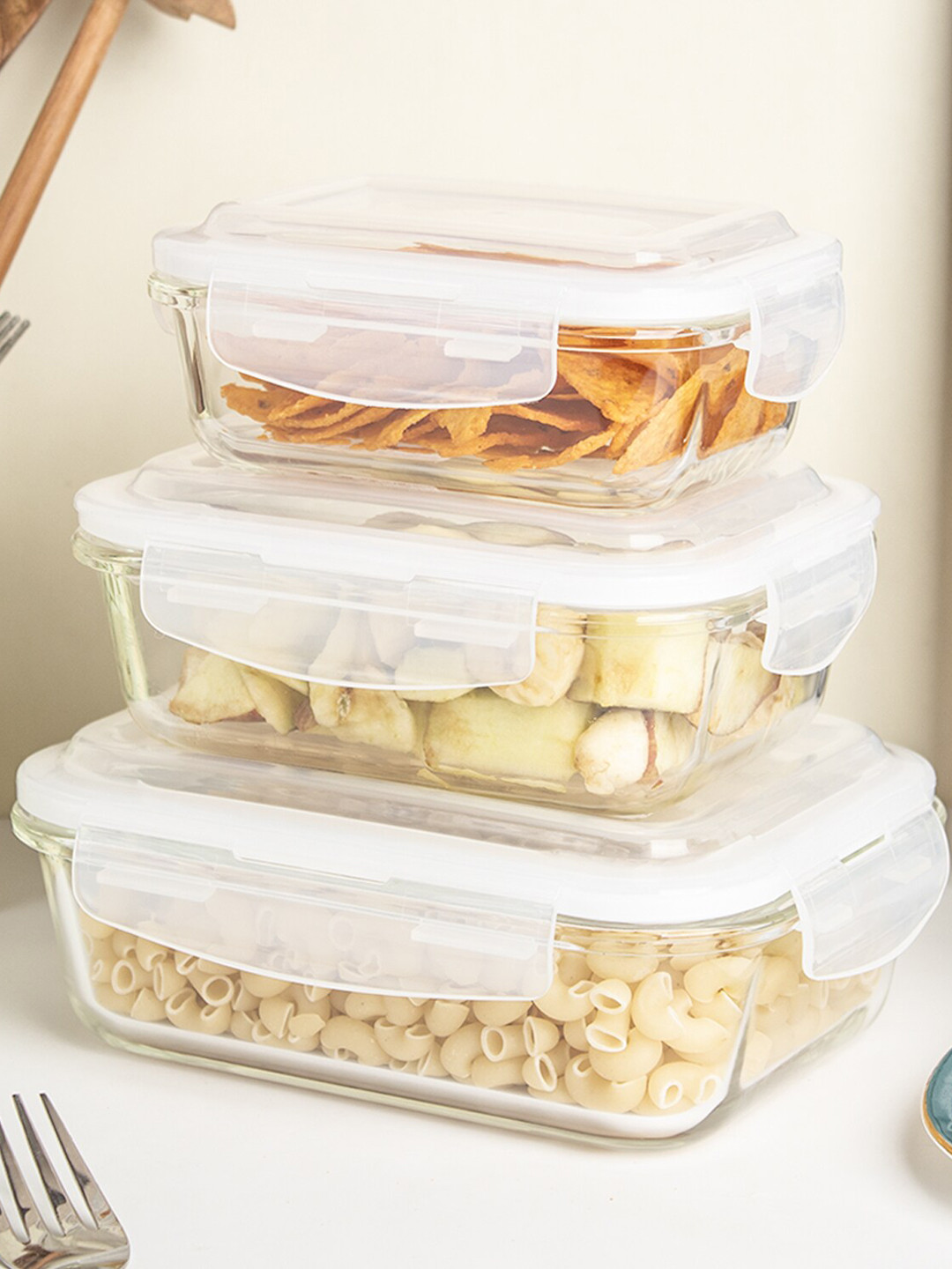 

MARKET99 Transparent 3 Pieces Airtight Food Containers With Lid