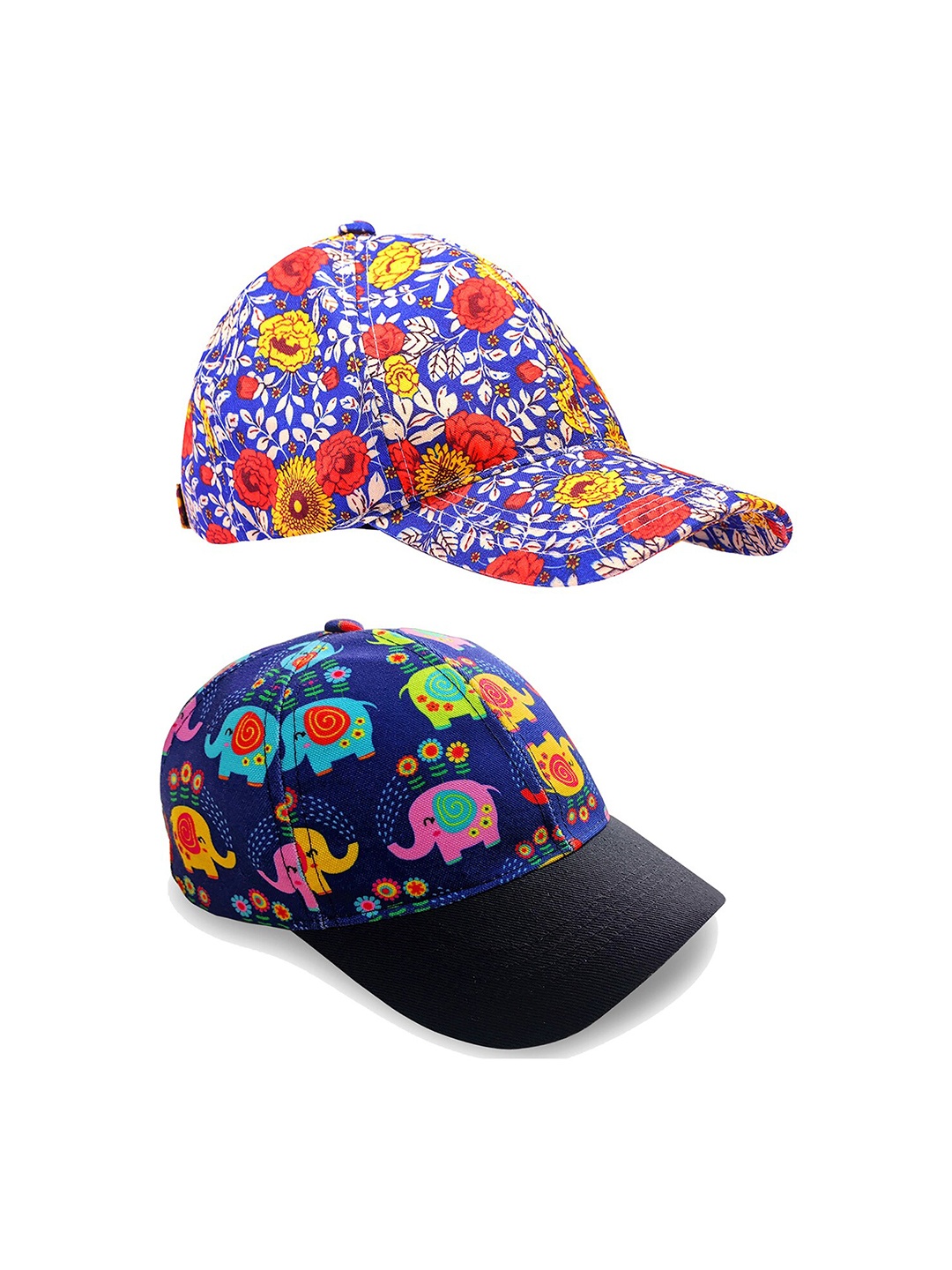 

Knotyy Set of 2 Printed Snapback Caps, Blue