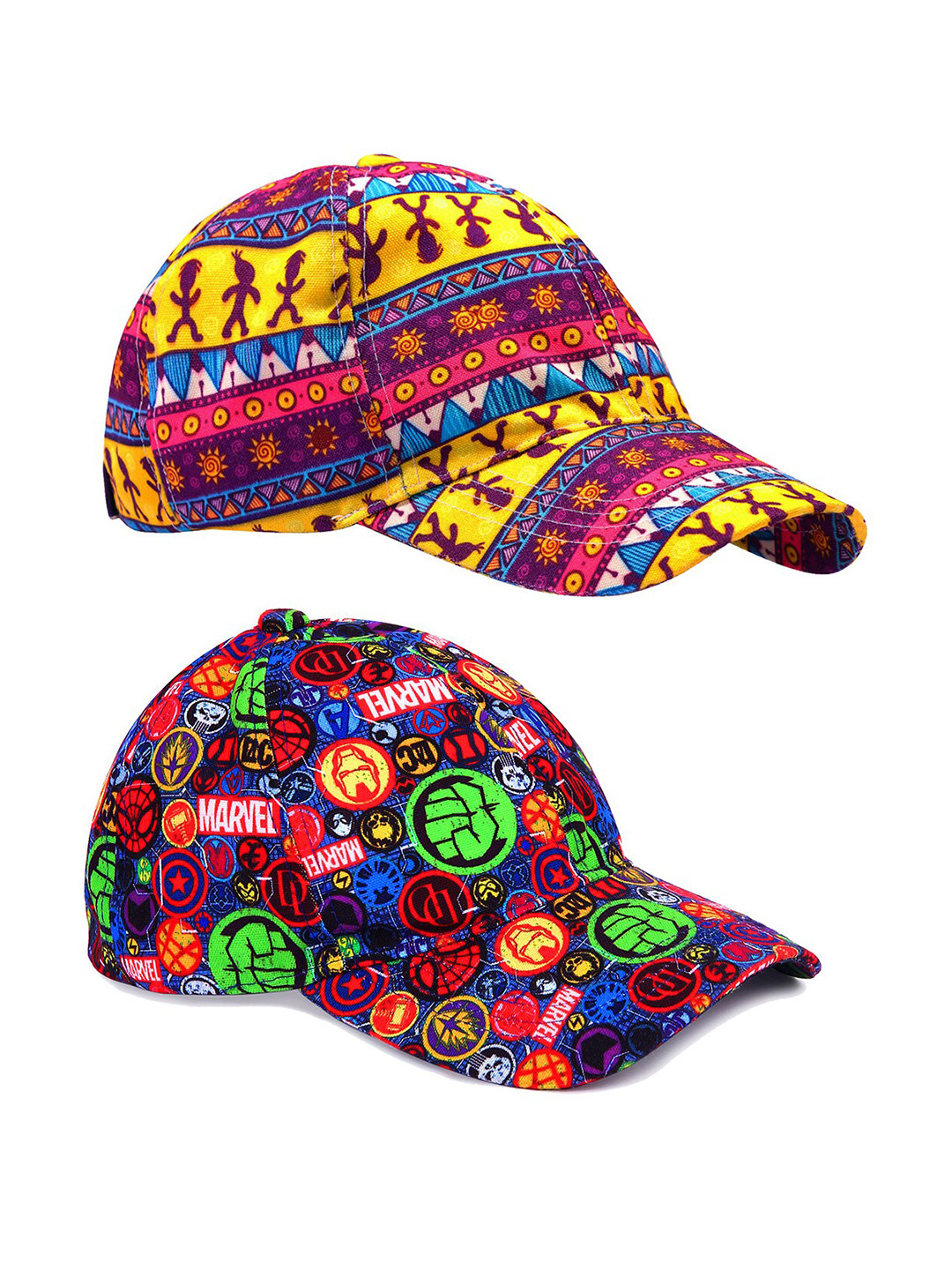 

Knotyy Set Of 2 Printed Snapback Cap, Yellow