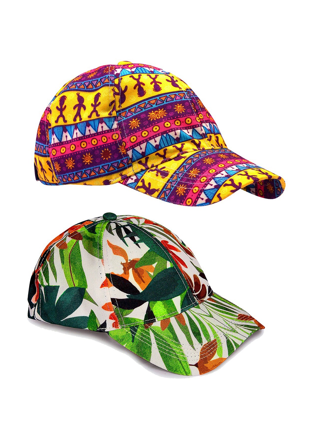 

Knotyy Pack Of 2 Printed Snapback Caps, Green