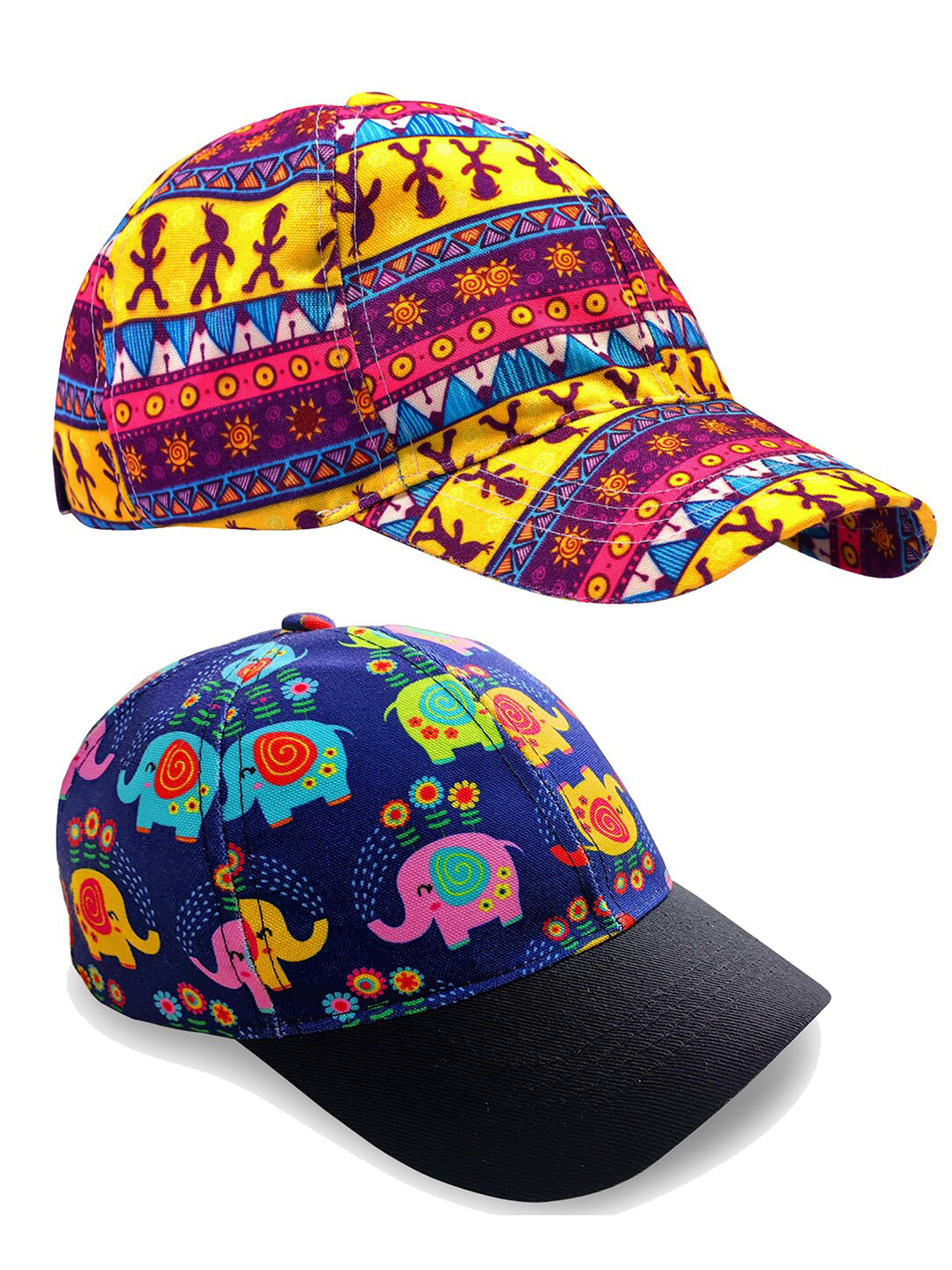

Knotyy Pack Of 2 Printed Snapback Caps, Yellow