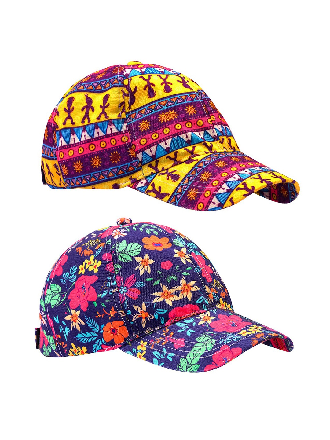 

Knotyy Set of 2 Printed Snapback Caps, Blue