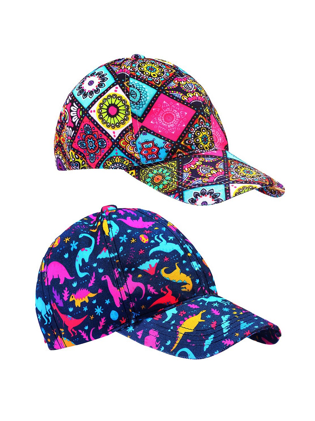 

Knotyy Pack Of 2 Printed Canvas Snapback Cap, Blue