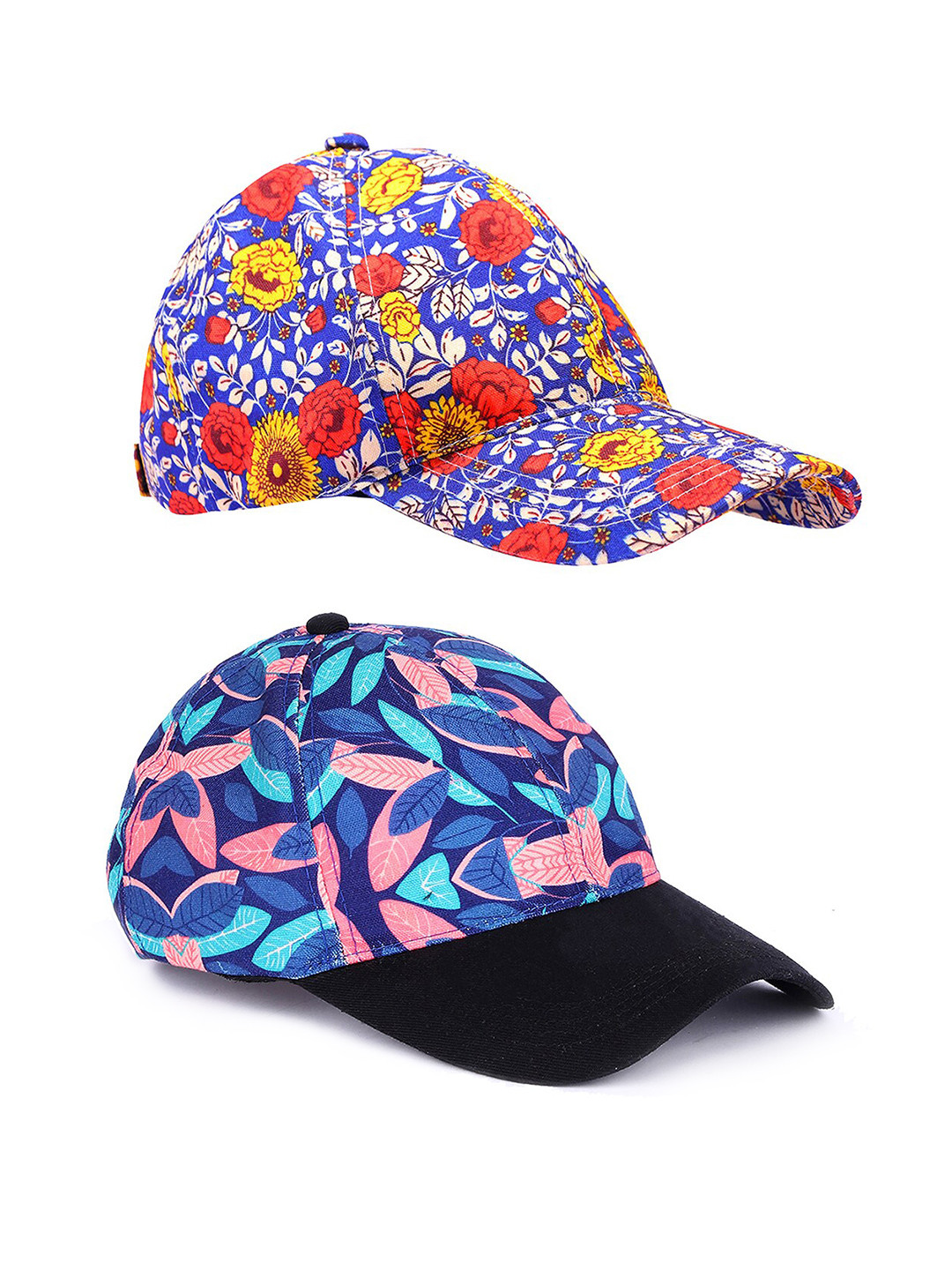 

Knotyy Pack Of 2 Floral Printed Snapback Caps, Blue