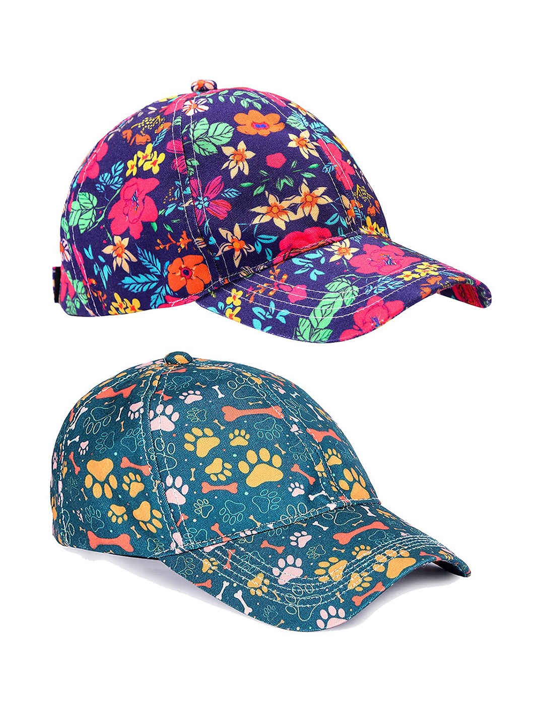 

Knotyy Pack Of 2 Printed Snapback Caps, Green