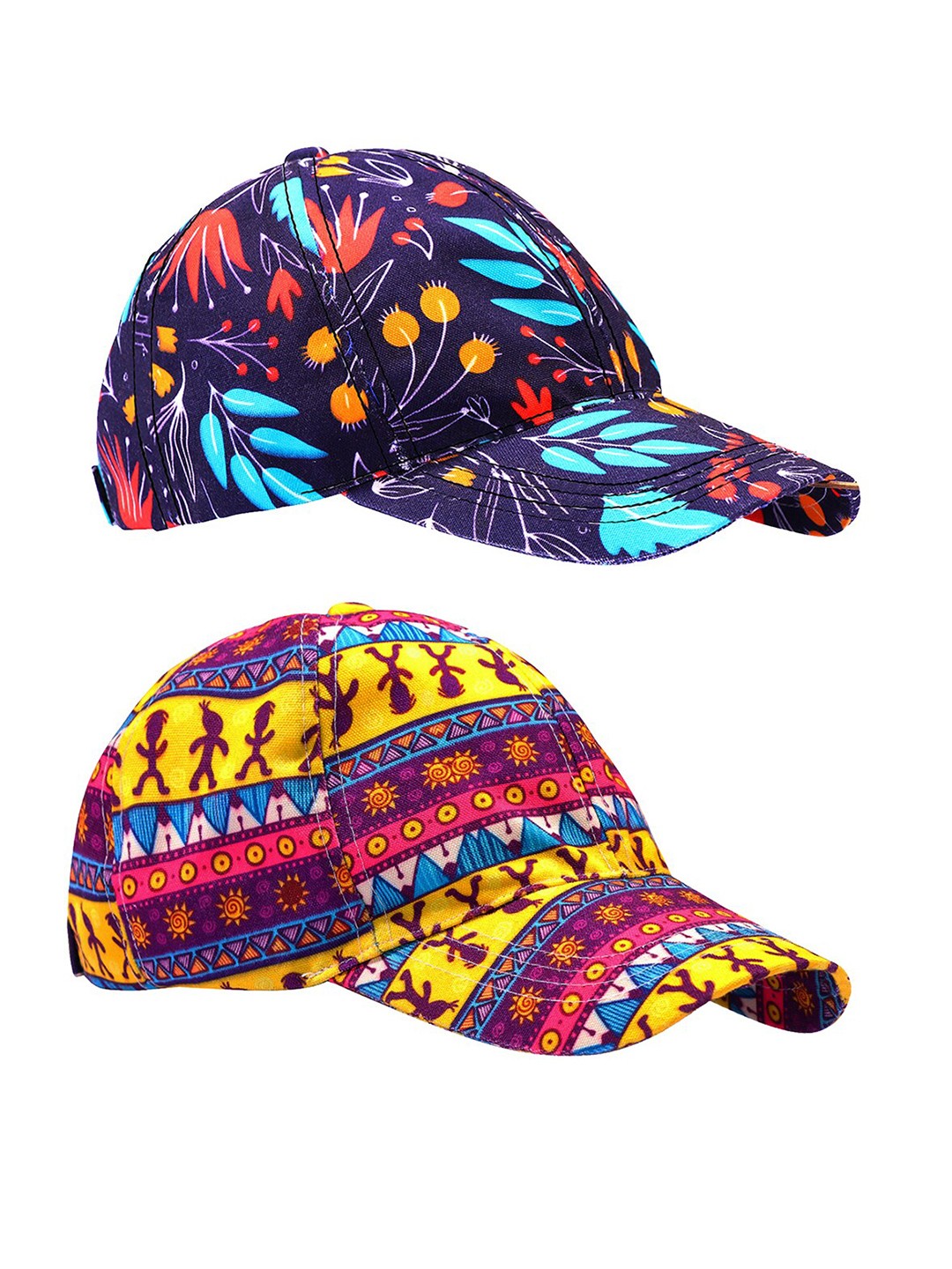

Knotyy Pack Of 2 Printed Canvas Snapback Cap, Navy blue