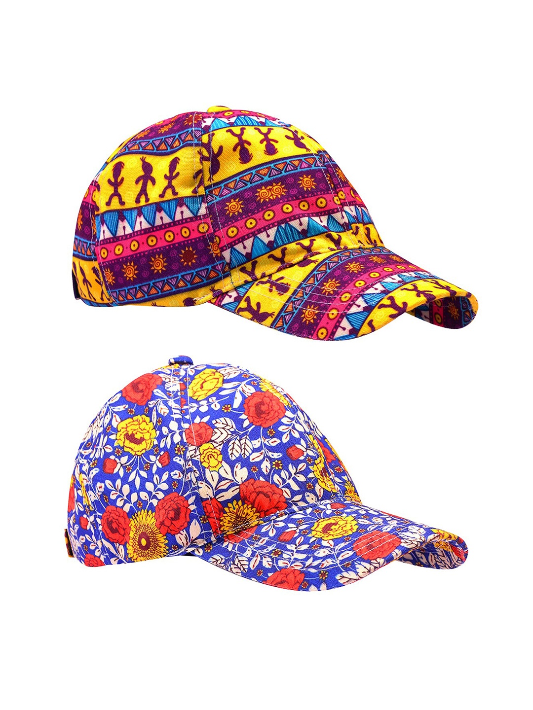 

Knotyy Pack Of 2 Floral Printed Snapback Caps, Blue