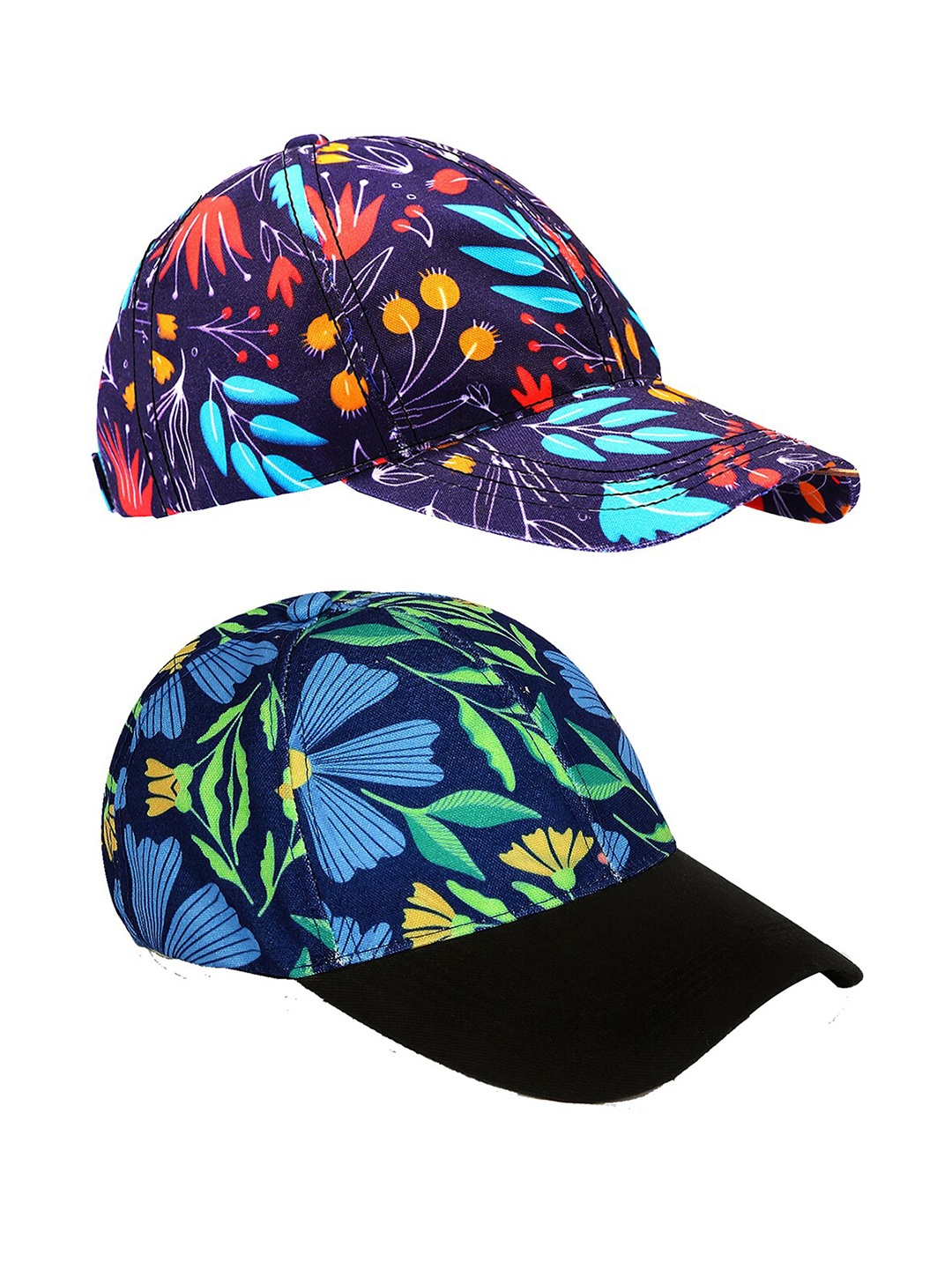 

Knotyy Pack Of 2 Floral Printed Snapback Caps, Navy blue