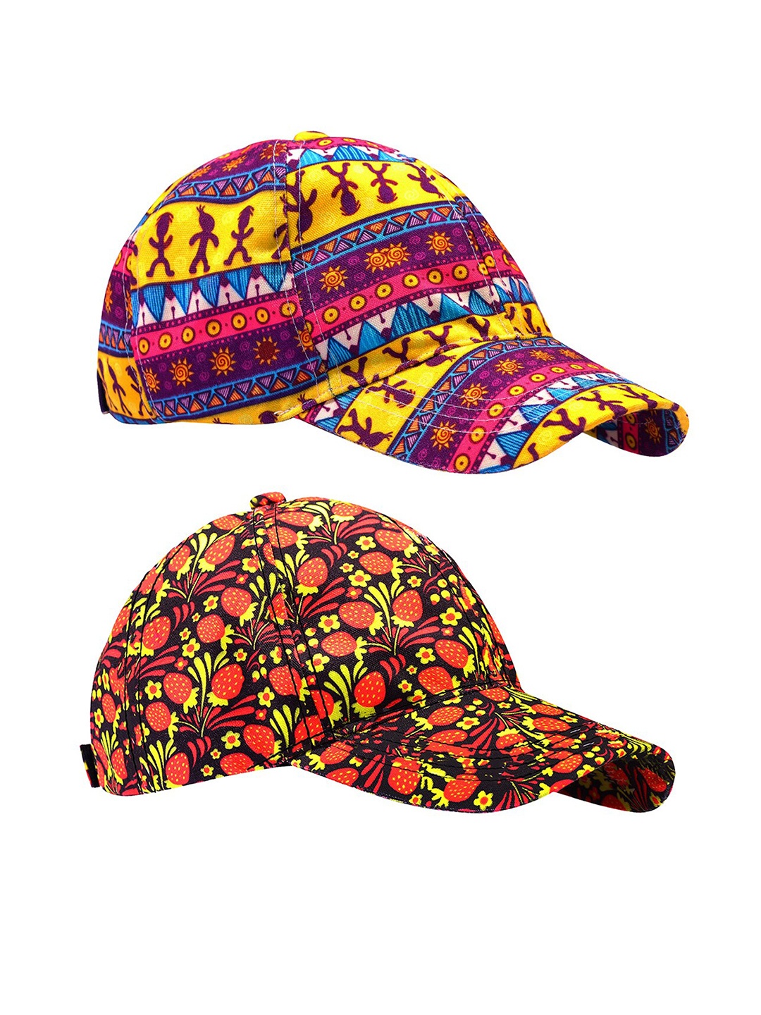 

Knotyy Set of 2 Printed Snapback Caps, Black